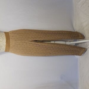 Chico's Arabian Camel Pull- On Lace Elastic Stretch Waist Lined Ankle Pants SZ 3